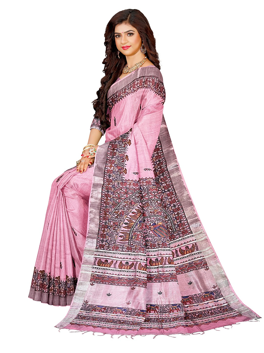 Hand-Painted Madhubani Mayur Saree